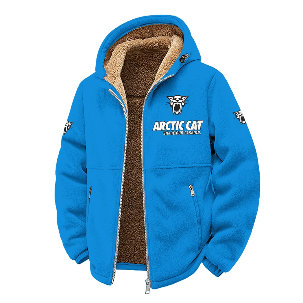 Snowmobile Brand Winter Fleece Jacket, Extreme Cold Fleece Coat HVN1450AR - Cyan - Image 2