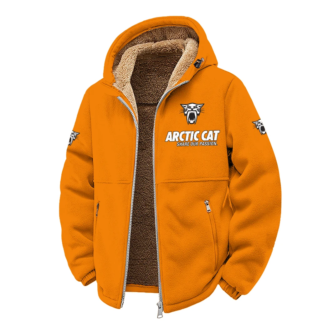 Snowmobile Brand Winter Fleece Jacket, Extreme Cold Fleece Coat HVN1450AR - Orange - Image 2