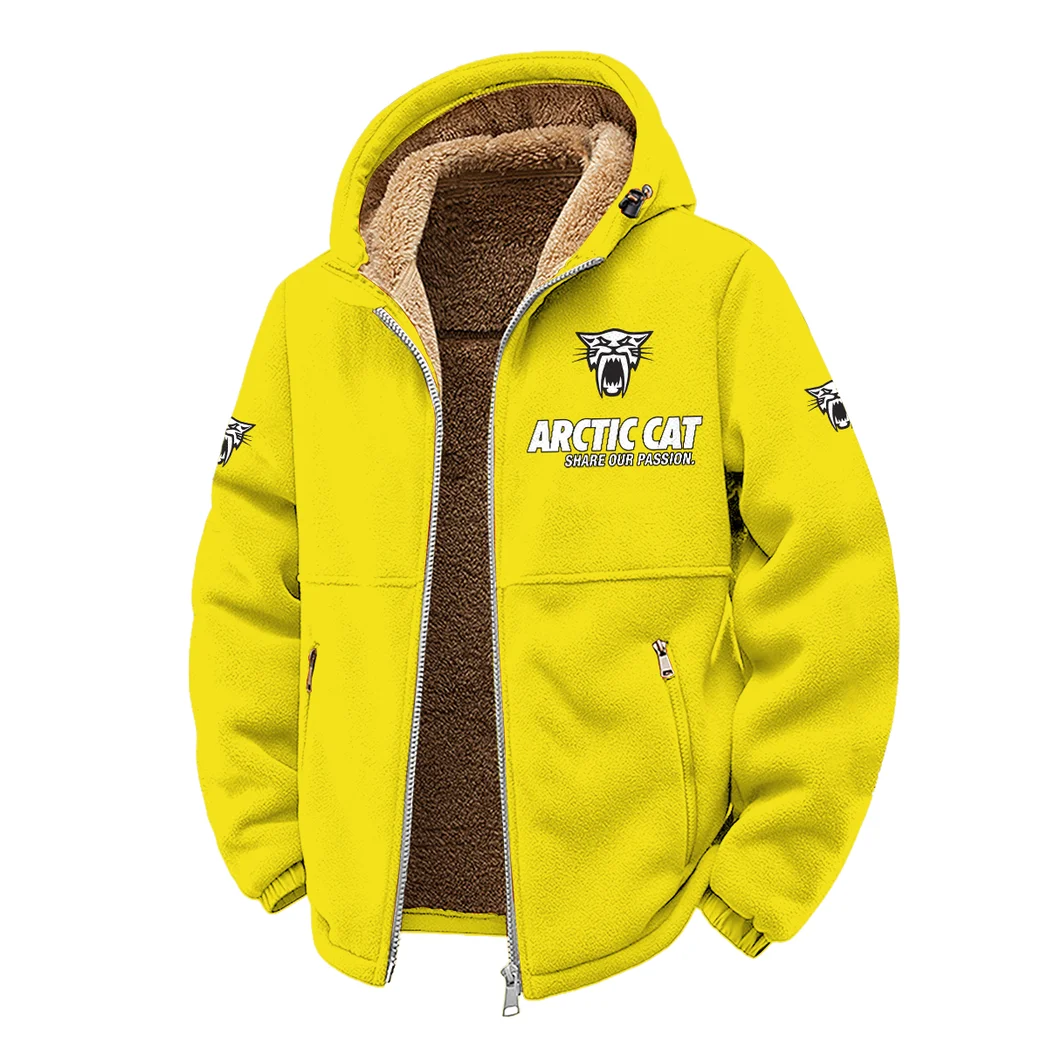 Snowmobile Brand Winter Fleece Jacket, Extreme Cold Fleece Coat HVN1450AR - Yellow - Image 2