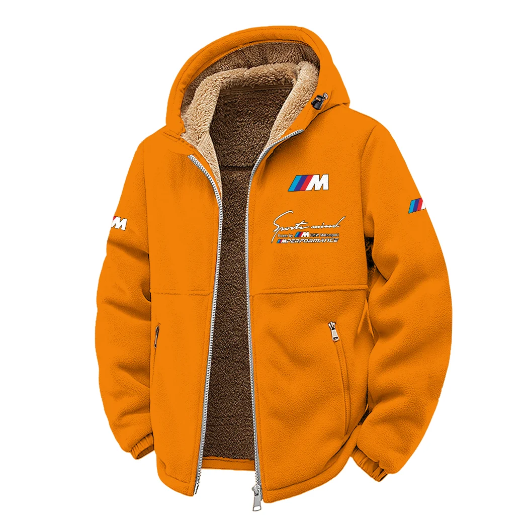 Competition Car Winter Fleece Jacket, Insulated Sport Hoody HVN1450BM - Orange - Image 2