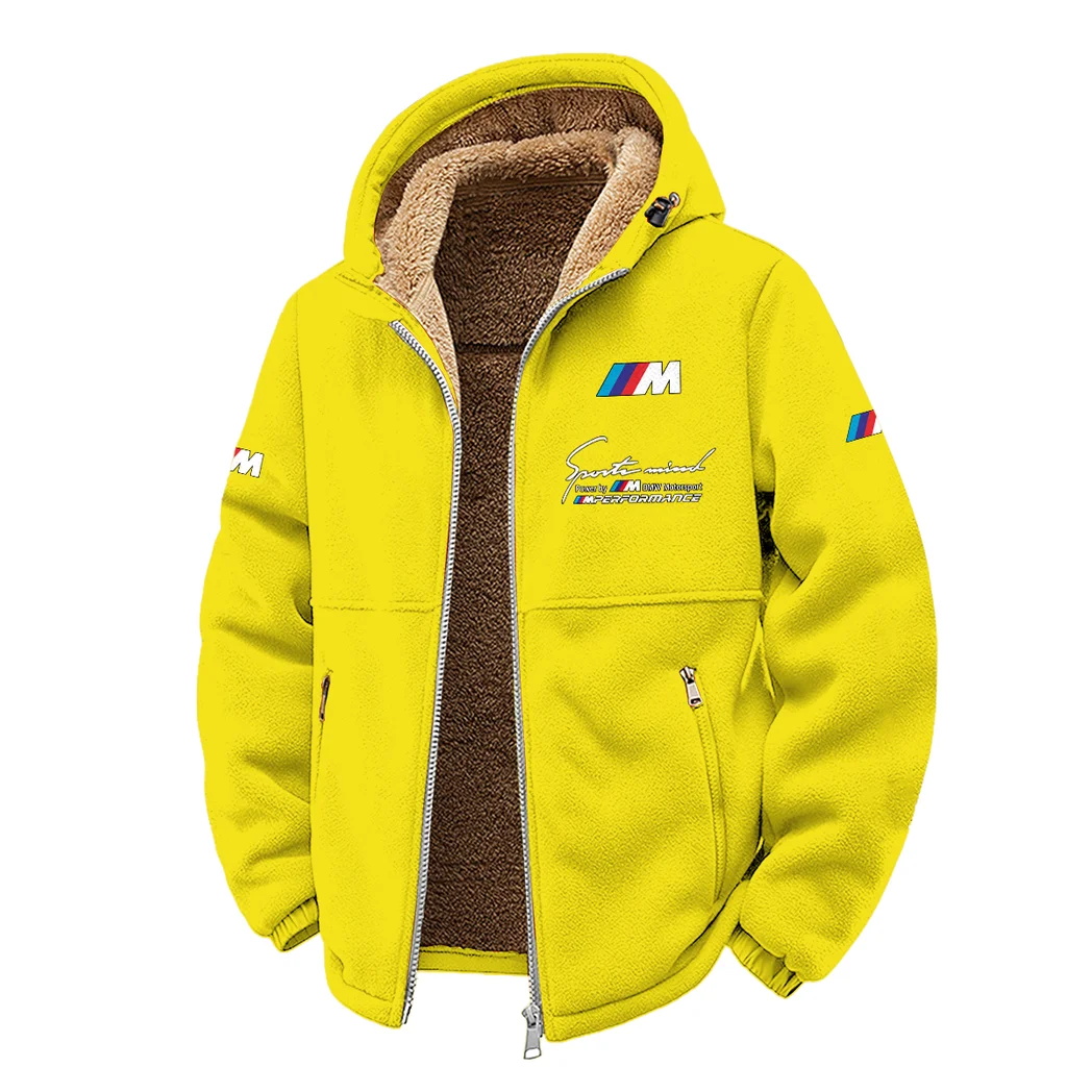 Competition Car Winter Fleece Jacket, Insulated Sport Hoody HVN1450BM - Yellow - Image 2