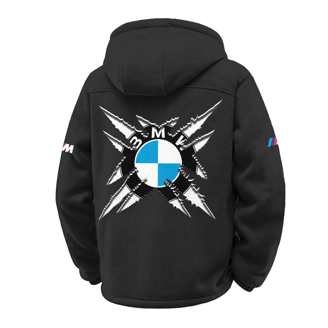 Competition Car Winter Fleece Jacket, Insulated Sport Hoody HVN1450BM - Black - Image 3