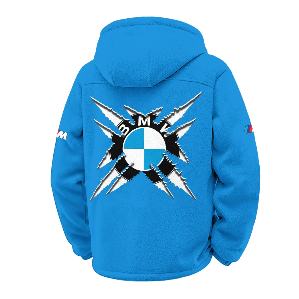 Competition Car Winter Fleece Jacket, Insulated Sport Hoody HVN1450BM - Cyan - Image 3