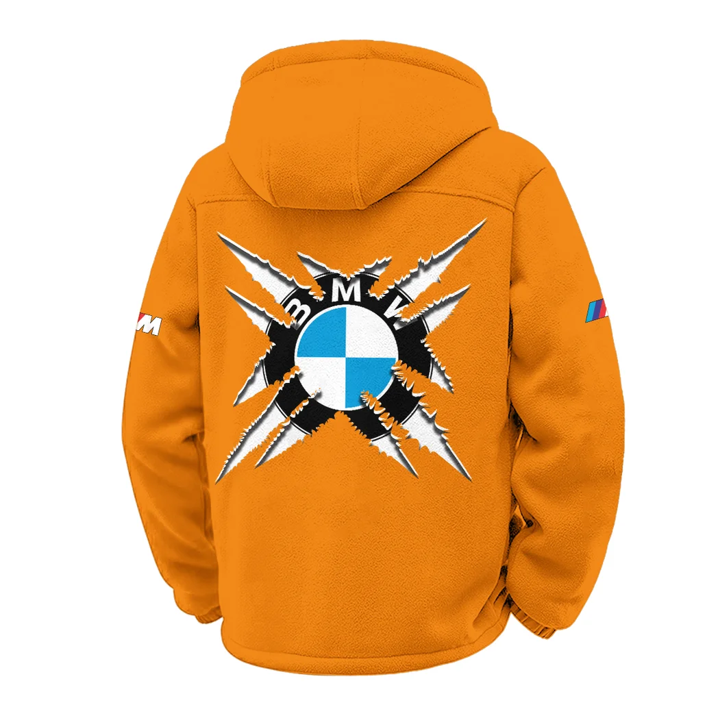 Competition Car Winter Fleece Jacket, Insulated Sport Hoody HVN1450BM - Orange - Image 3