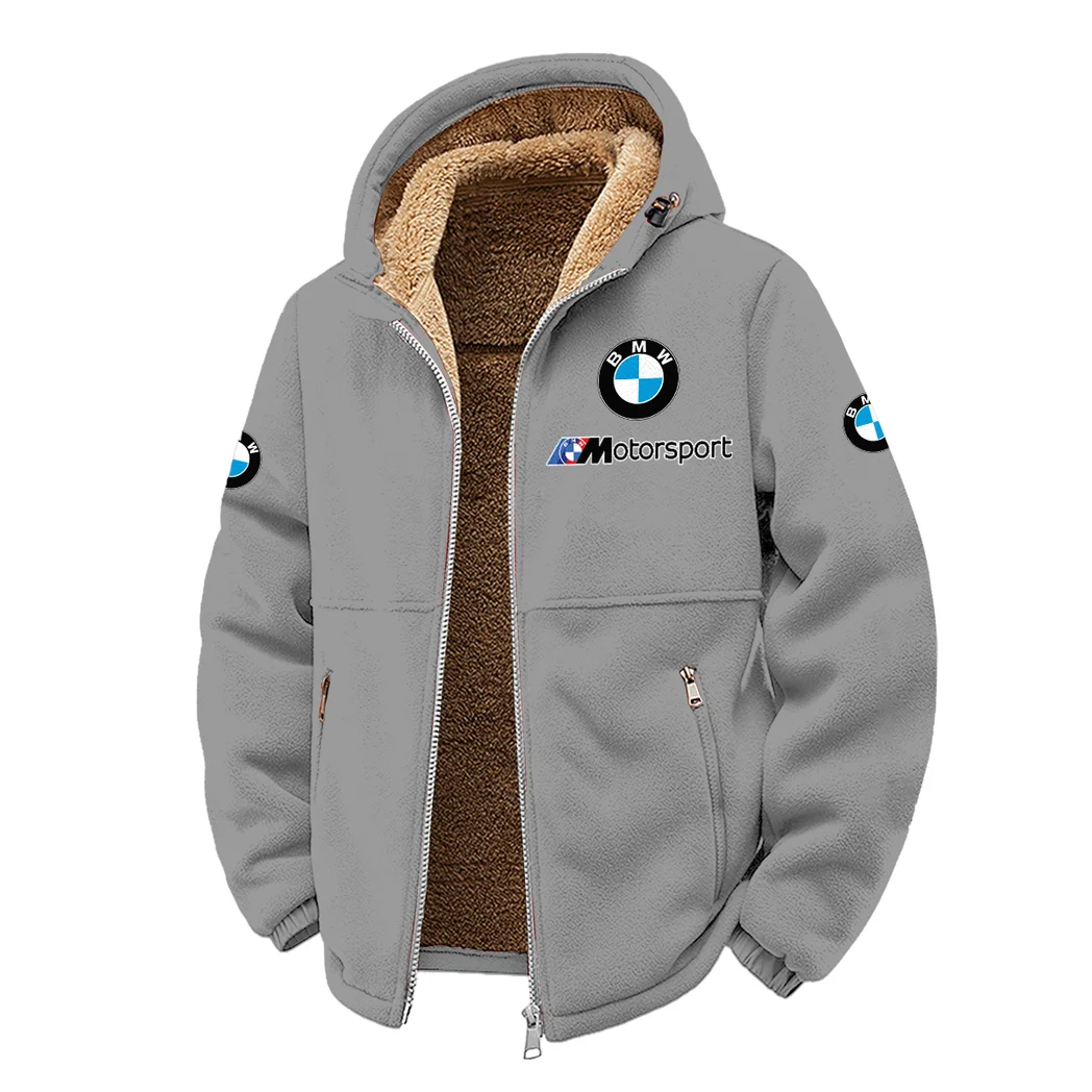 High-Speed Car Winter Fleece Jacket, Sub-Zero Fleece Jacket HVN1450BM - Grey - Image 2