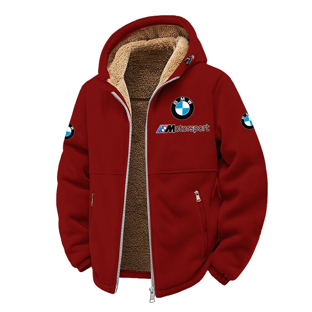 High-Speed Car Winter Fleece Jacket, Sub-Zero Fleece Jacket HVN1450BM - Wine - Image 2