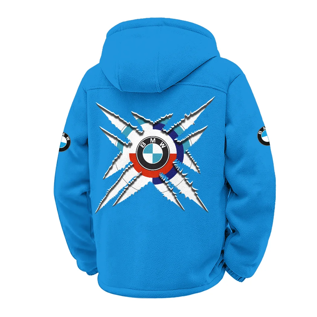 High-Speed Car Winter Fleece Jacket, Sub-Zero Fleece Jacket HVN1450BM - Cyan - Image 3