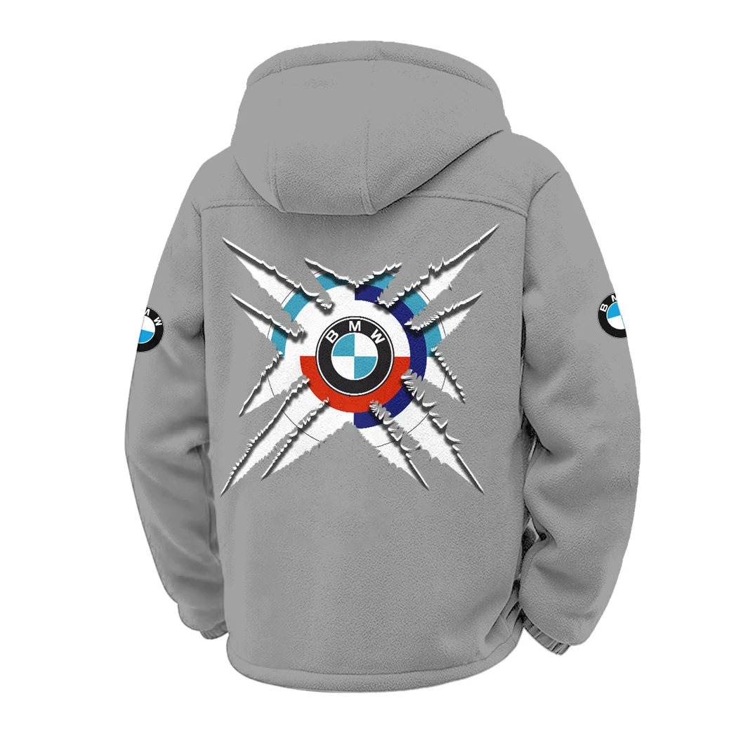 High-Speed Car Winter Fleece Jacket, Sub-Zero Fleece Jacket HVN1450BM - Grey - Image 3