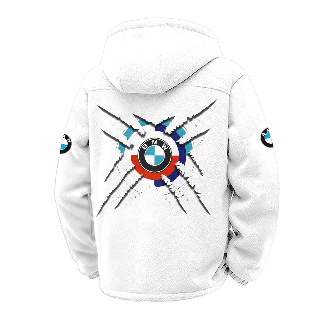 High-Speed Car Winter Fleece Jacket, Sub-Zero Fleece Jacket HVN1450BM - White - Image 3