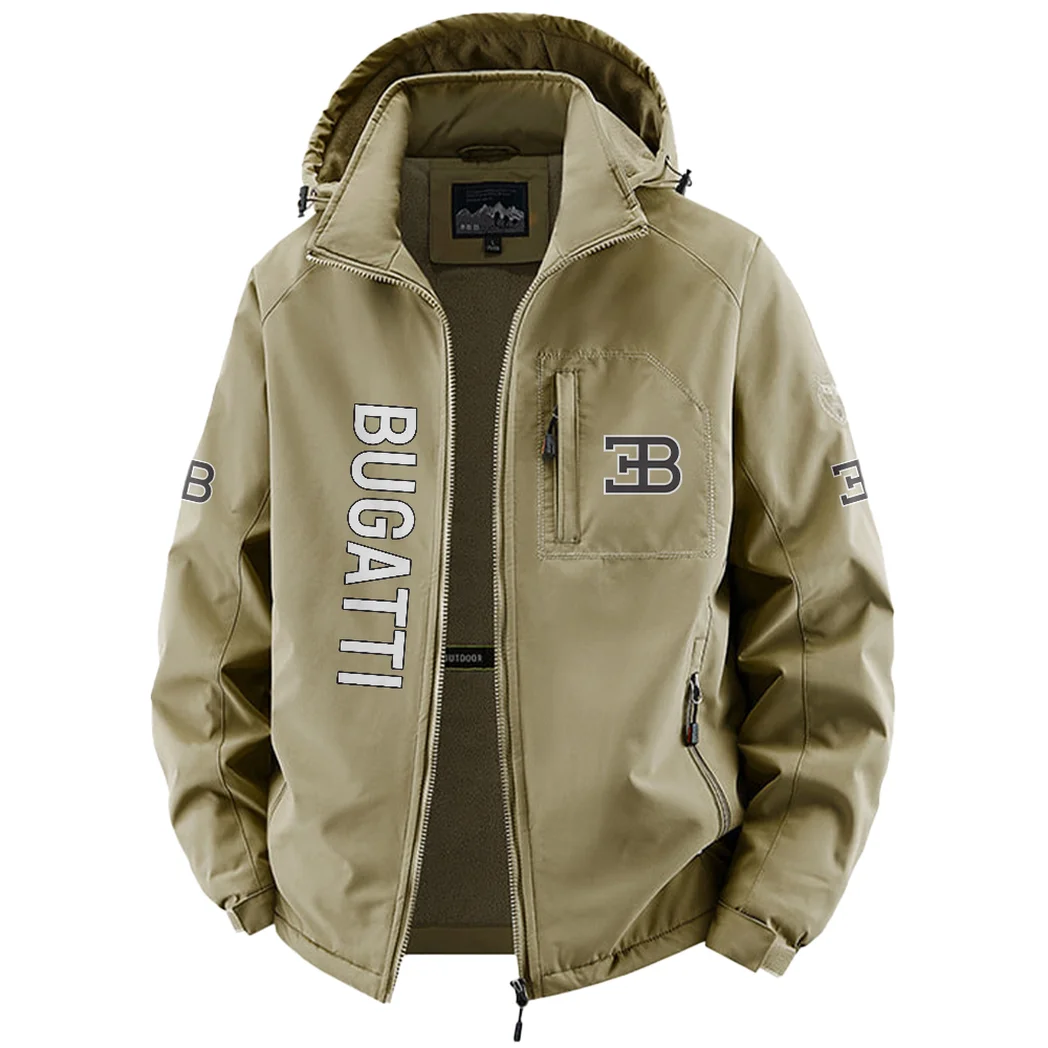 Million-Dollar Car Fleece Windbreaker Jacket, Dual-Layer Protection Jacket HVN1450BU - Khaki - Image 2