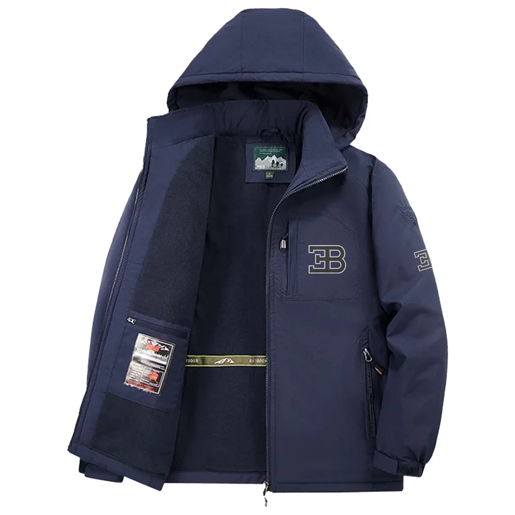 Million-Dollar Car Fleece Windbreaker Jacket, Dual-Layer Protection Jacket HVN1450BU - Navy - Image 3