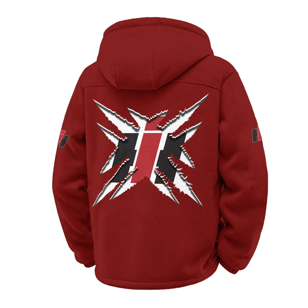 Harvest Vehicle Winter Fleece Jacket, Cold Weather Hiking Fleece HVN1450CS - Wine - Image 3