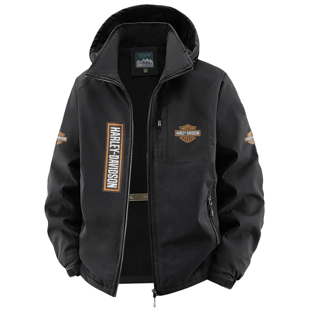 Chopper Style Fleece Windbreaker Jacket, Premium Bonded Fleece HVN1450HD - Black - Image 2