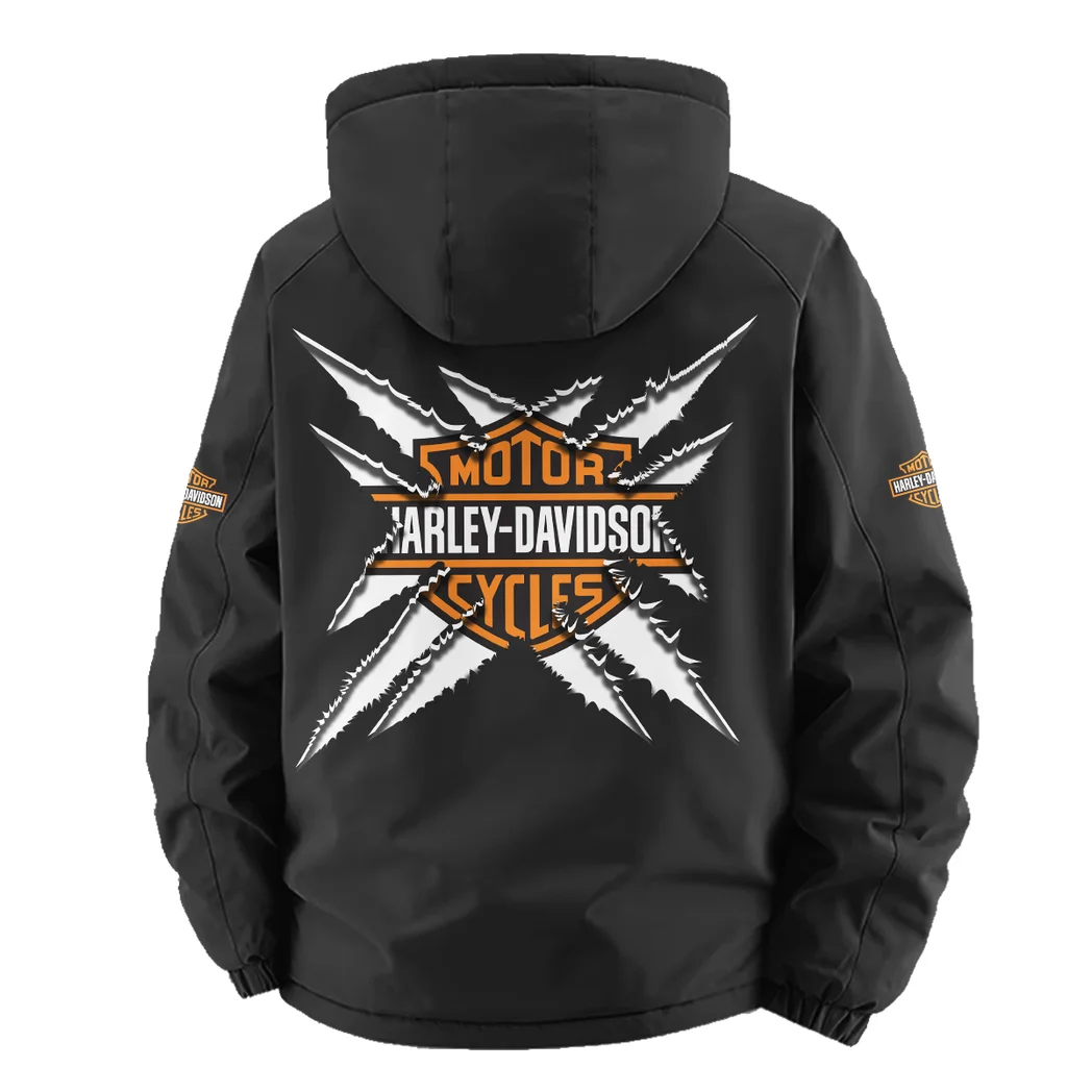Chopper Style Fleece Windbreaker Jacket, Premium Bonded Fleece HVN1450HD - Black - Image 4