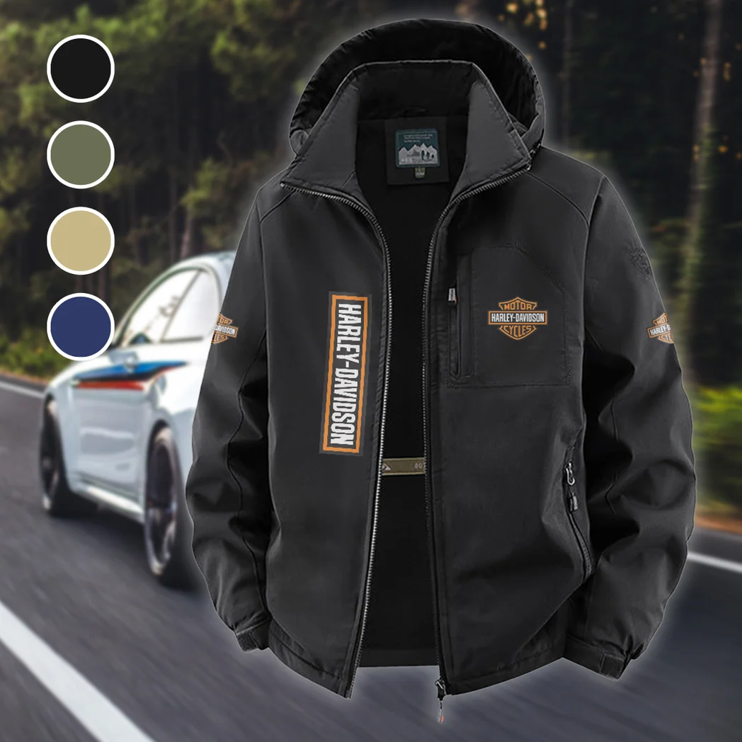 Chopper Style Fleece Windbreaker Jacket, Premium Bonded Fleece HVN1450HD - Black
