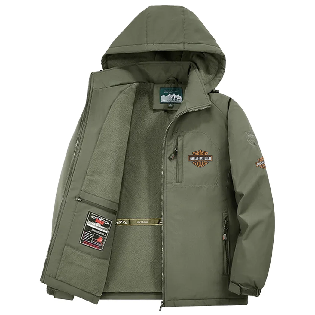 Chopper Style Fleece Windbreaker Jacket, Premium Bonded Fleece HVN1450HD - Green - Image 3