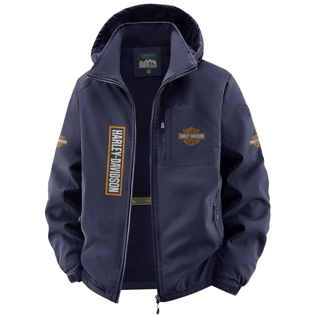 Chopper Style Fleece Windbreaker Jacket, Premium Bonded Fleece HVN1450HD - Navy - Image 2
