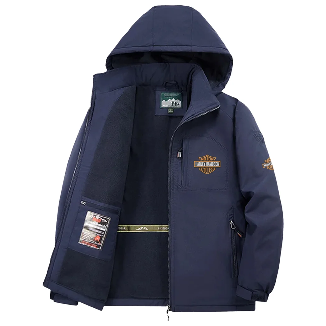 Chopper Style Fleece Windbreaker Jacket, Premium Bonded Fleece HVN1450HD - Navy - Image 3