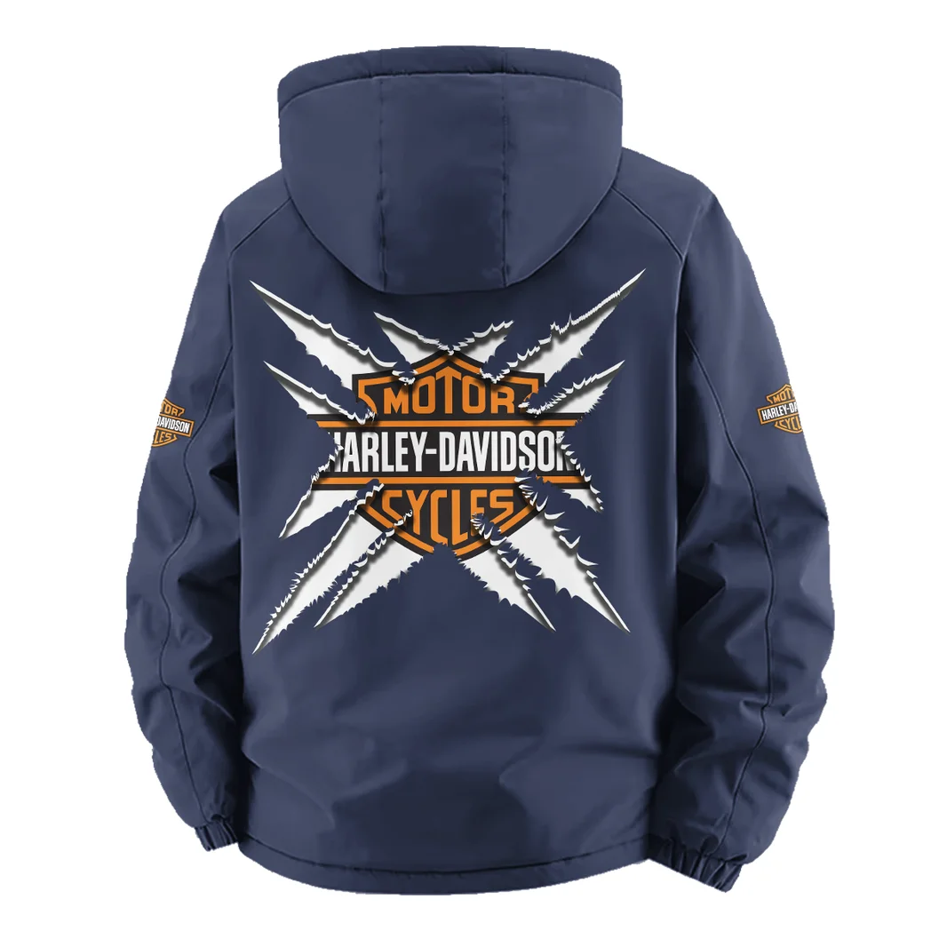 Chopper Style Fleece Windbreaker Jacket, Premium Bonded Fleece HVN1450HD - Navy - Image 4
