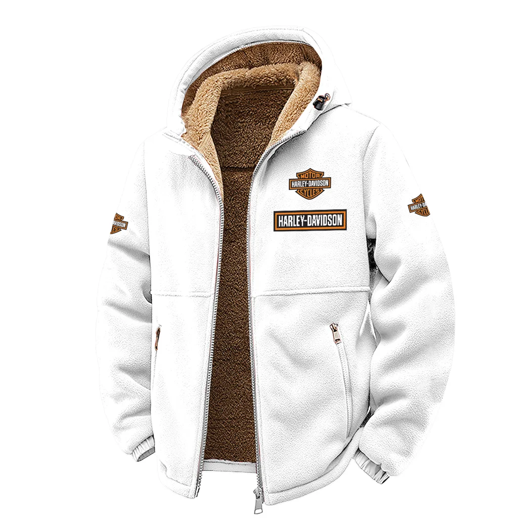 Chopper Style Winter Fleece Jacket, Warm Core Loft Fleece HVN1450HD - White - Image 2