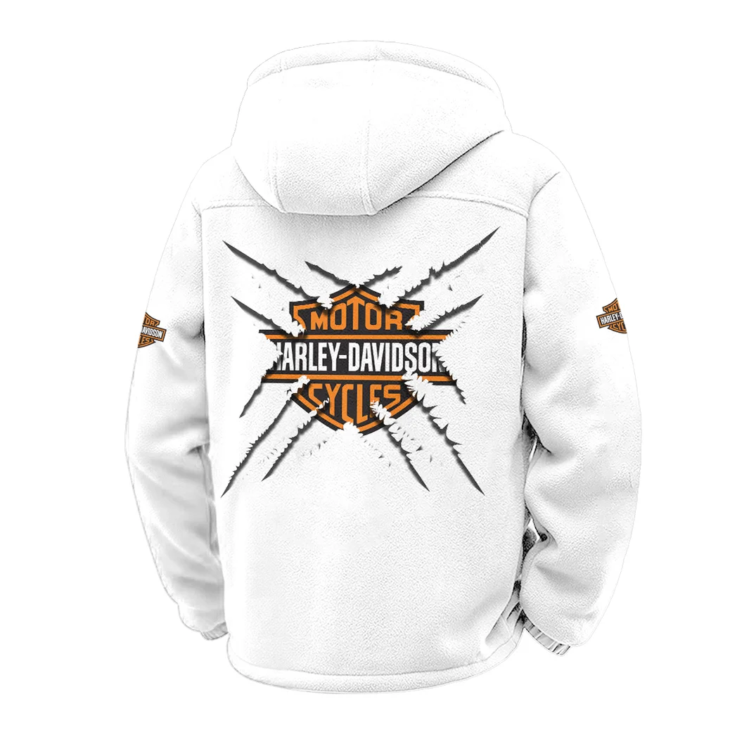 Chopper Style Winter Fleece Jacket, Warm Core Loft Fleece HVN1450HD - White - Image 3