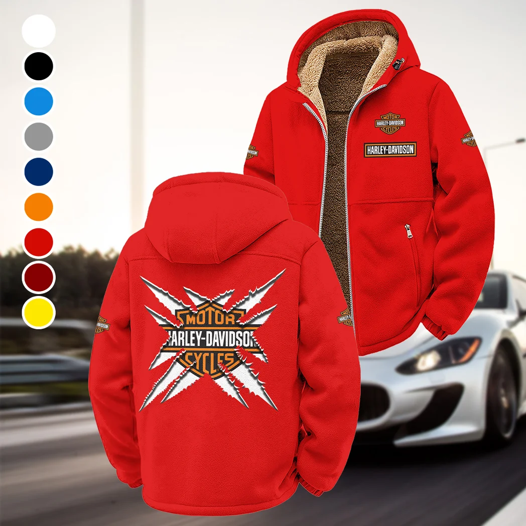 Chopper Style Winter Fleece Jacket, Warm Core Loft Fleece HVN1450HD - Red