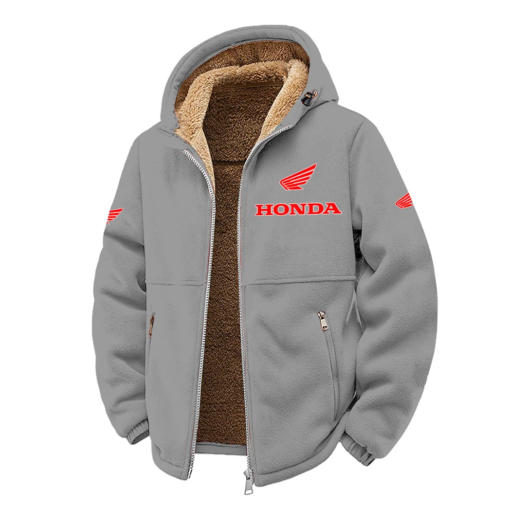 American Retro Vehicle Winter Fleece Jacket, Breathable Winter Comfort HVN1450HG - Grey - Image 2