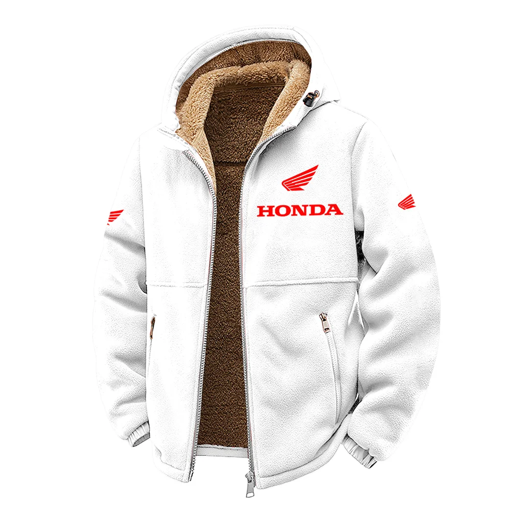 American Retro Vehicle Winter Fleece Jacket, Breathable Winter Comfort HVN1450HG - White - Image 2