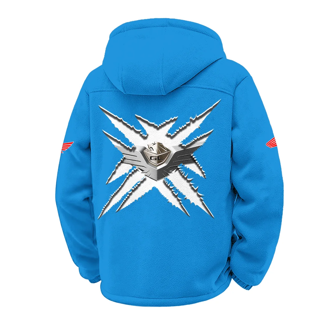 American Retro Vehicle Winter Fleece Jacket, Breathable Winter Comfort HVN1450HG - Cyan - Image 3