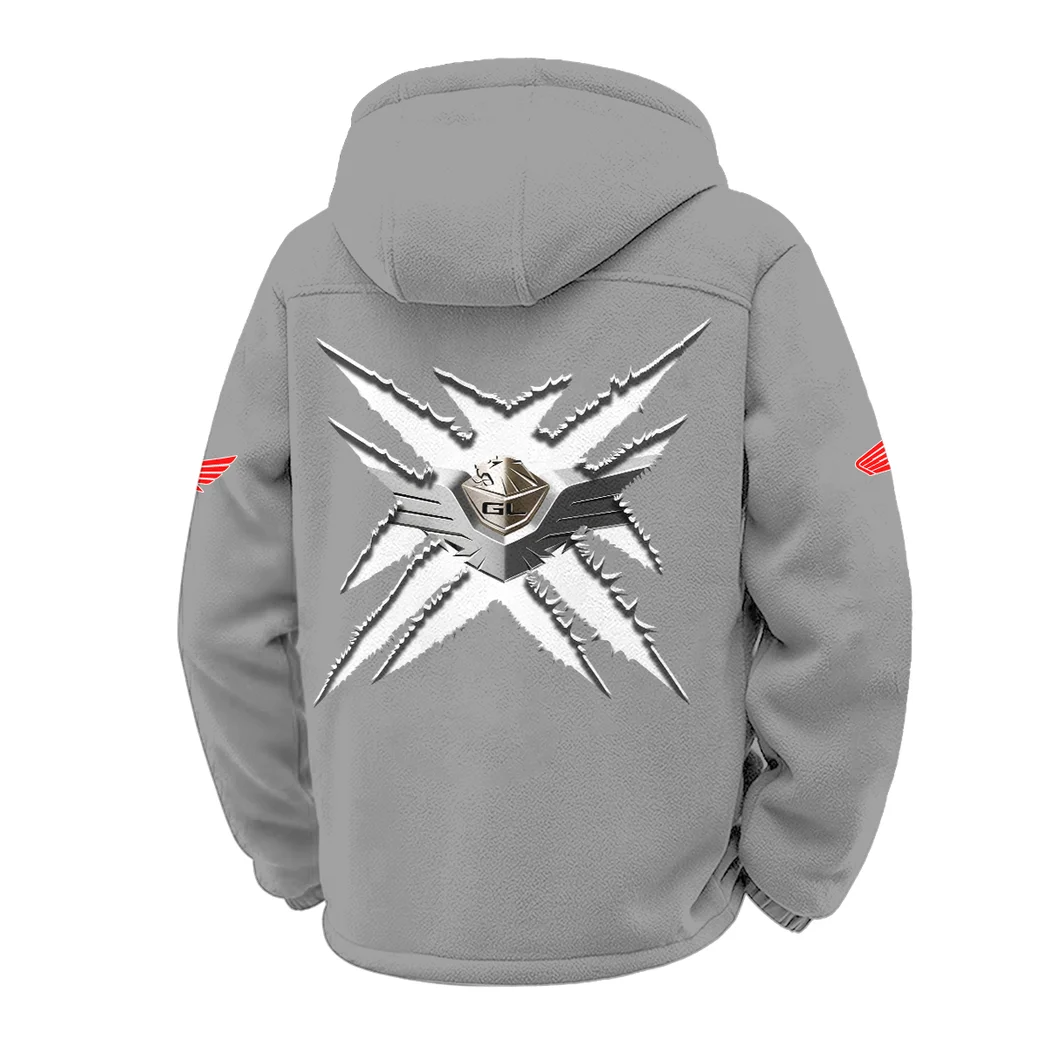 American Retro Vehicle Winter Fleece Jacket, Breathable Winter Comfort HVN1450HG - Grey - Image 3