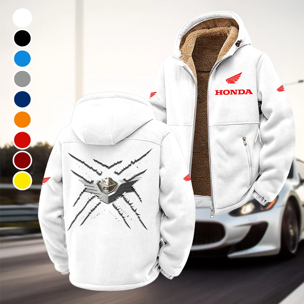 American Retro Vehicle Winter Fleece Jacket, Breathable Winter Comfort HVN1450HG - White