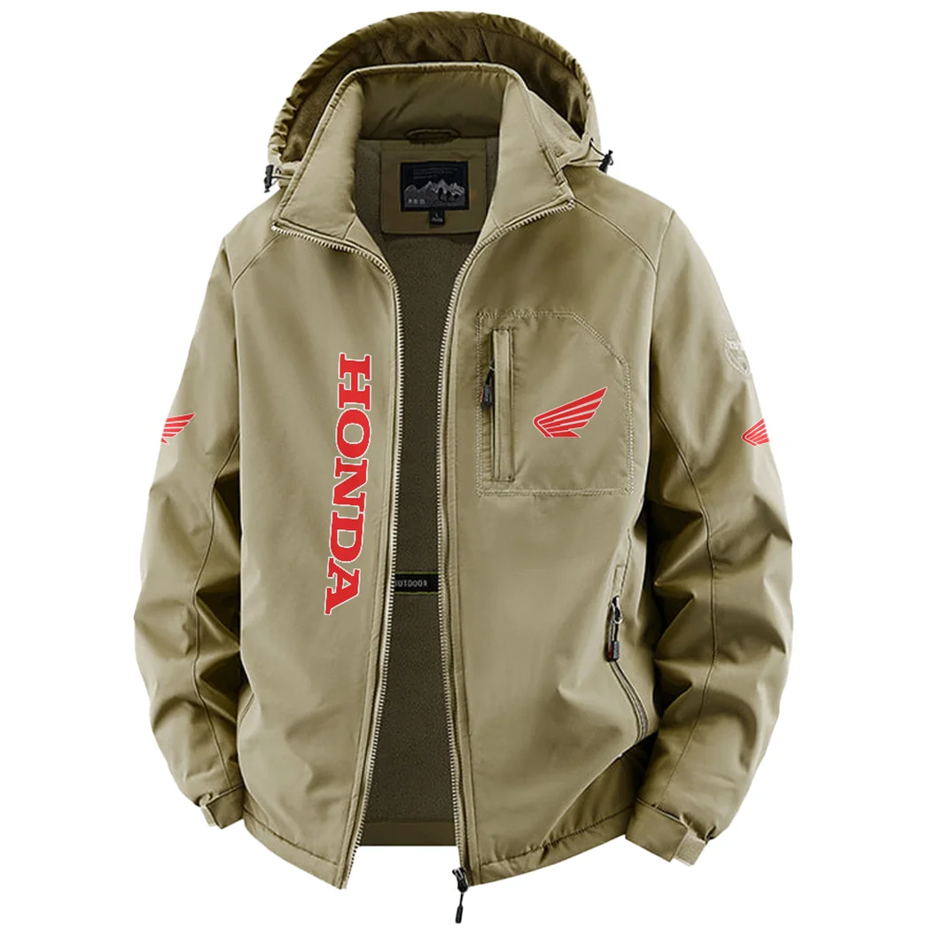 Scooter Fleece Windbreaker Jacket, High-Density Windproof Fleece HVN1450HM - Khaki - Image 2