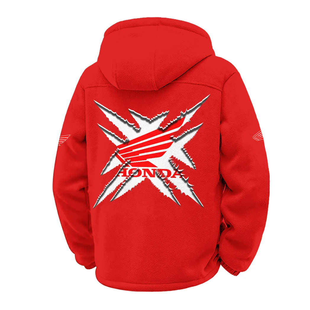 Scooter Winter Fleece Jacket, Sherpa Lined Winter Fleece HVN1450HM - Red - Image 3