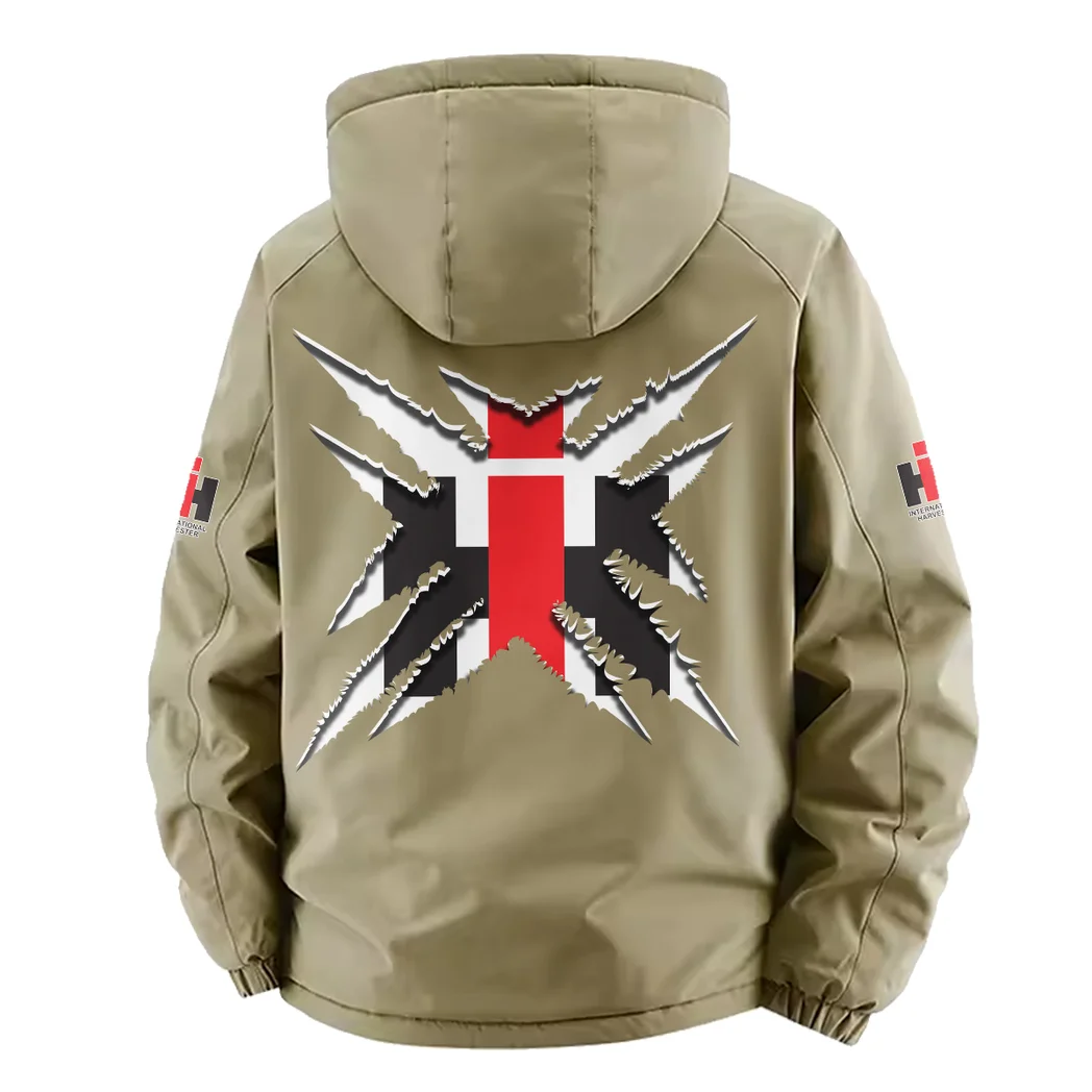 Utility Tractor Fleece Windbreaker Jacket, Thermal Wind-Stop Jacket HVN1450IH - Khaki - Image 4
