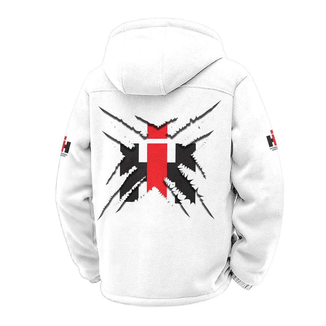 Utility Tractor Winter Fleece Jacket, Extreme Cold Fleece Coat HVN1450IH - White - Image 3