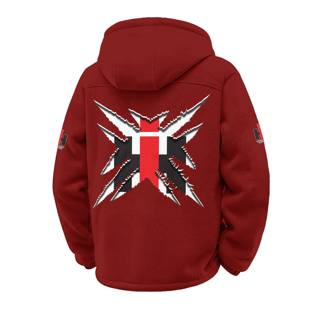 Utility Tractor Winter Fleece Jacket, Extreme Cold Fleece Coat HVN1450IH - Wine - Image 3
