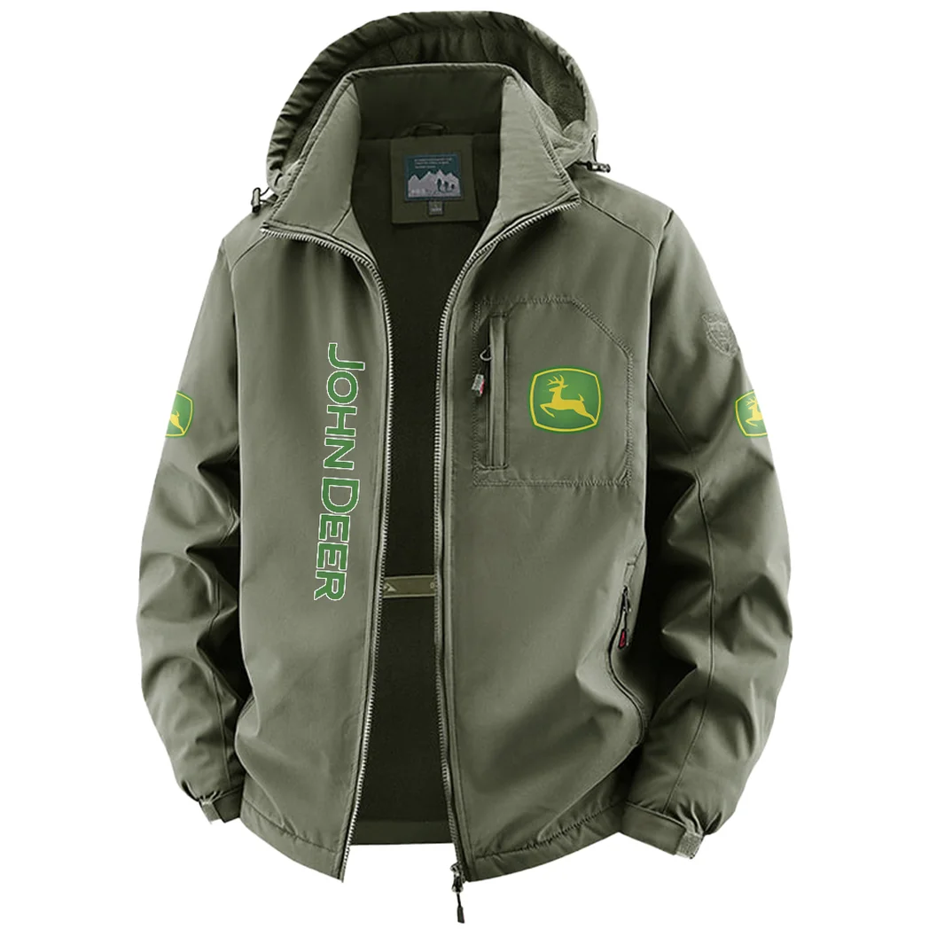 Farming Vehicle Fleece Windbreaker Jacket, Core-Warmth Windbreaker HVN1450JD - Green - Image 2