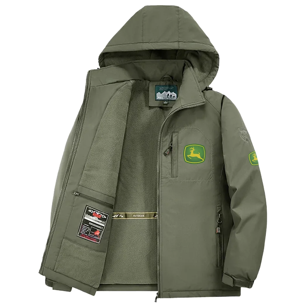 Farming Vehicle Fleece Windbreaker Jacket, Core-Warmth Windbreaker HVN1450JD - Green - Image 3
