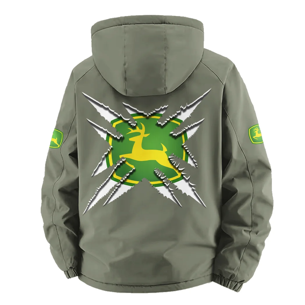 Farming Vehicle Fleece Windbreaker Jacket, Core-Warmth Windbreaker HVN1450JD - Green - Image 4