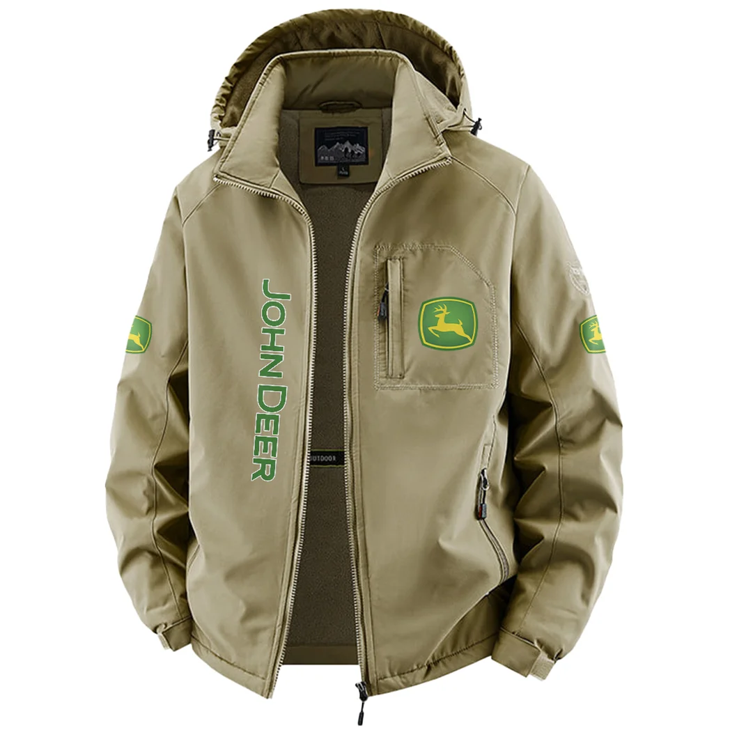 Farming Vehicle Fleece Windbreaker Jacket, Core-Warmth Windbreaker HVN1450JD - Khaki - Image 2