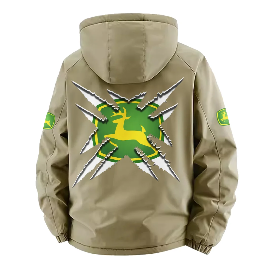 Farming Vehicle Fleece Windbreaker Jacket, Core-Warmth Windbreaker HVN1450JD - Khaki - Image 4