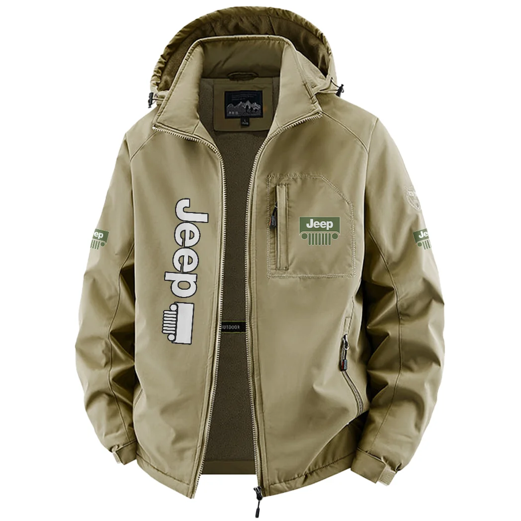 4x4 Vehicle Maker Fleece Windbreaker Jacket, Windproof Fleece Hybrid HVN1450JE - Khaki - Image 2