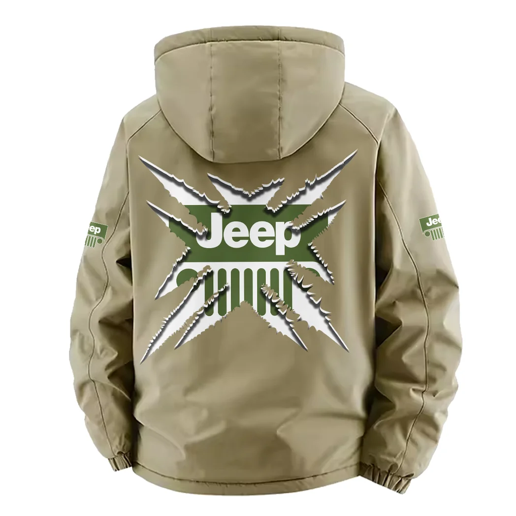 4x4 Vehicle Maker Fleece Windbreaker Jacket, Windproof Fleece Hybrid HVN1450JE - Khaki - Image 4