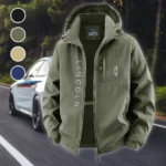 Full-Size Sedan Fleece Windbreaker Jacket, Dual-Layer Protection Jacket HVN1450LI - Green