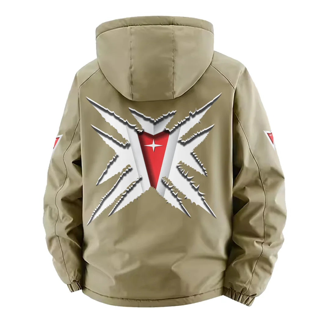Turbo Sports Car Fleece Windbreaker Jacket, Outdoor Activity Defense HVN1450PO - Khaki - Image 4