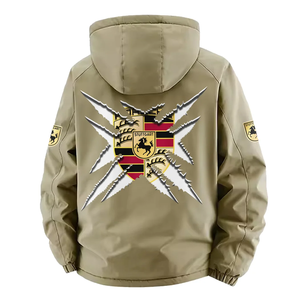 Performance Sedan Fleece Windbreaker Jacket, Cozy Fleece-Lined Windbreaker HVN1450PO - Khaki - Image 4
