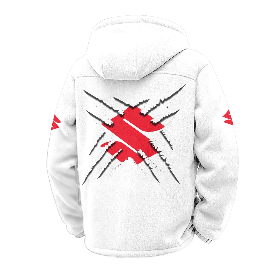 Street Racer Winter Fleece Jacket, Warm Core Loft Fleece HVN1450SU - White - Image 3