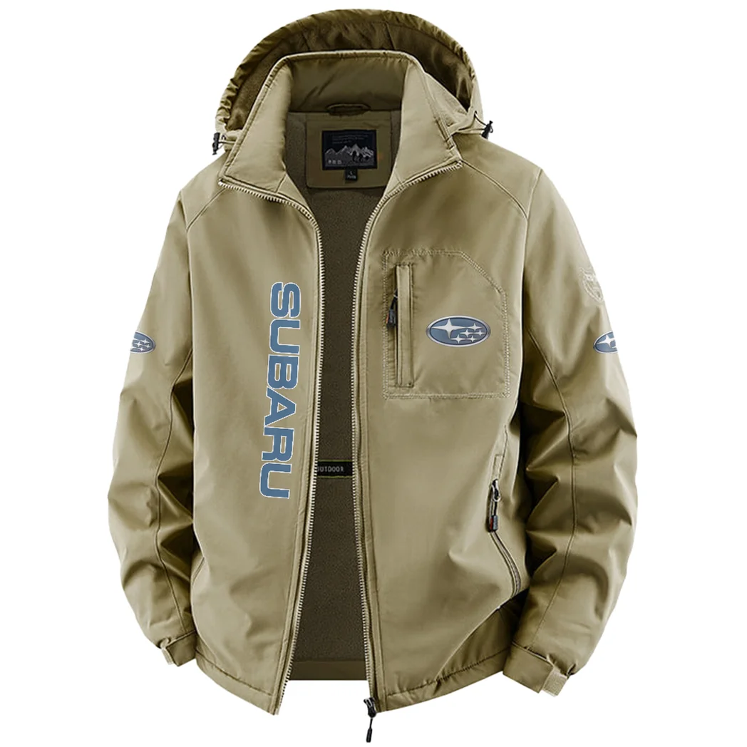 Boxer Engine Car Fleece Windbreaker Jacket, Midweight Thermal Windbreaker HVN1450SU - Khaki - Image 2