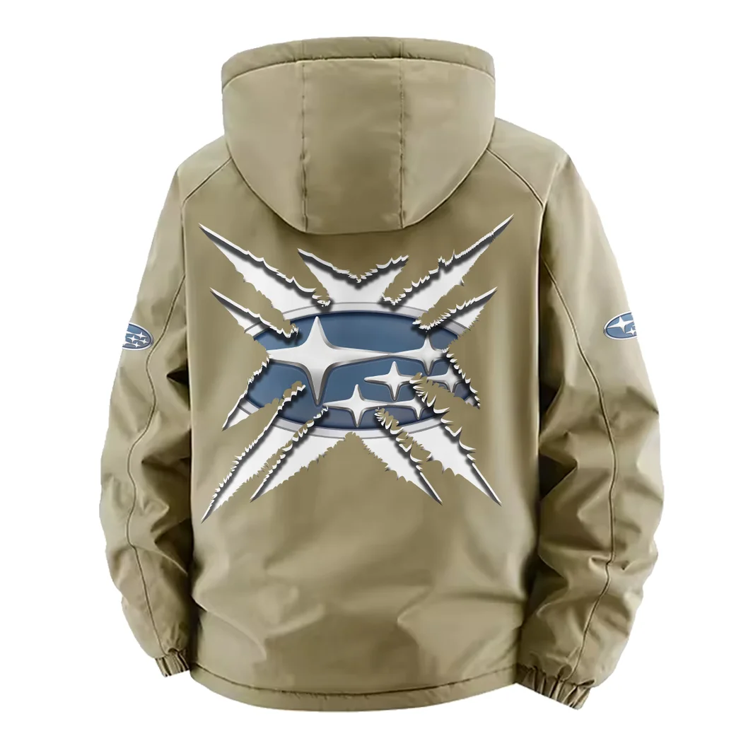 Boxer Engine Car Fleece Windbreaker Jacket, Midweight Thermal Windbreaker HVN1450SU - Khaki - Image 4