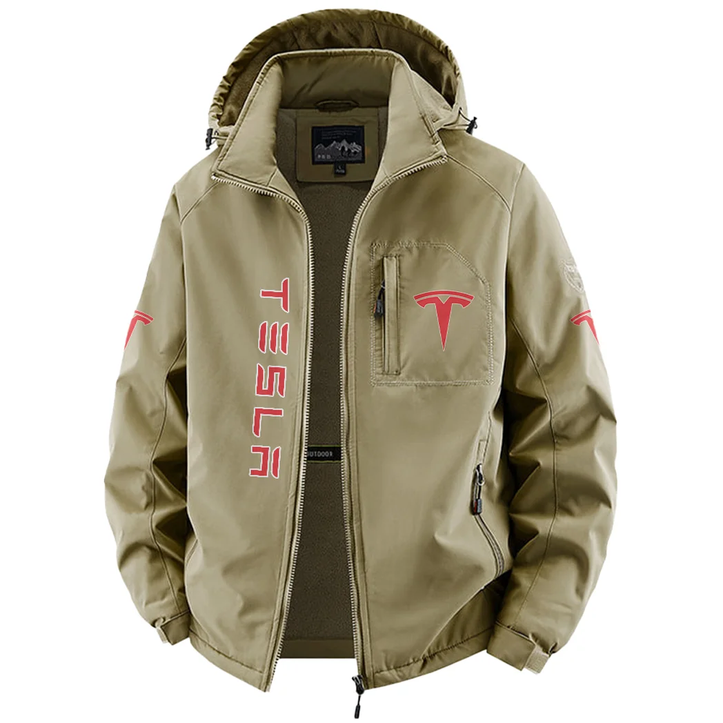 High-Tech Auto Fleece Windbreaker Jacket, Premium Bonded Fleece HVN1450TE - Khaki - Image 2